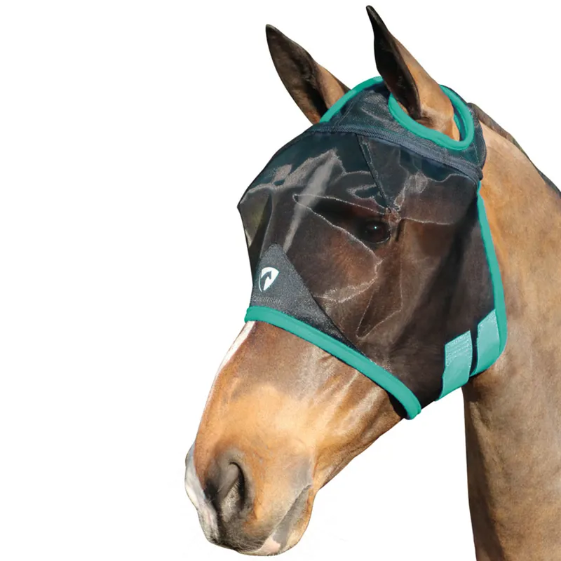 Hy Equestrian Mesh Half Mask without Ears - Black/Teal